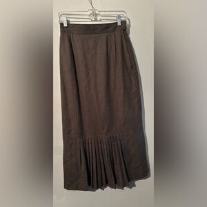 1980s Vintage Wool Laurel Escada Womens 40 Brown Chic Skirt pleated West Germany